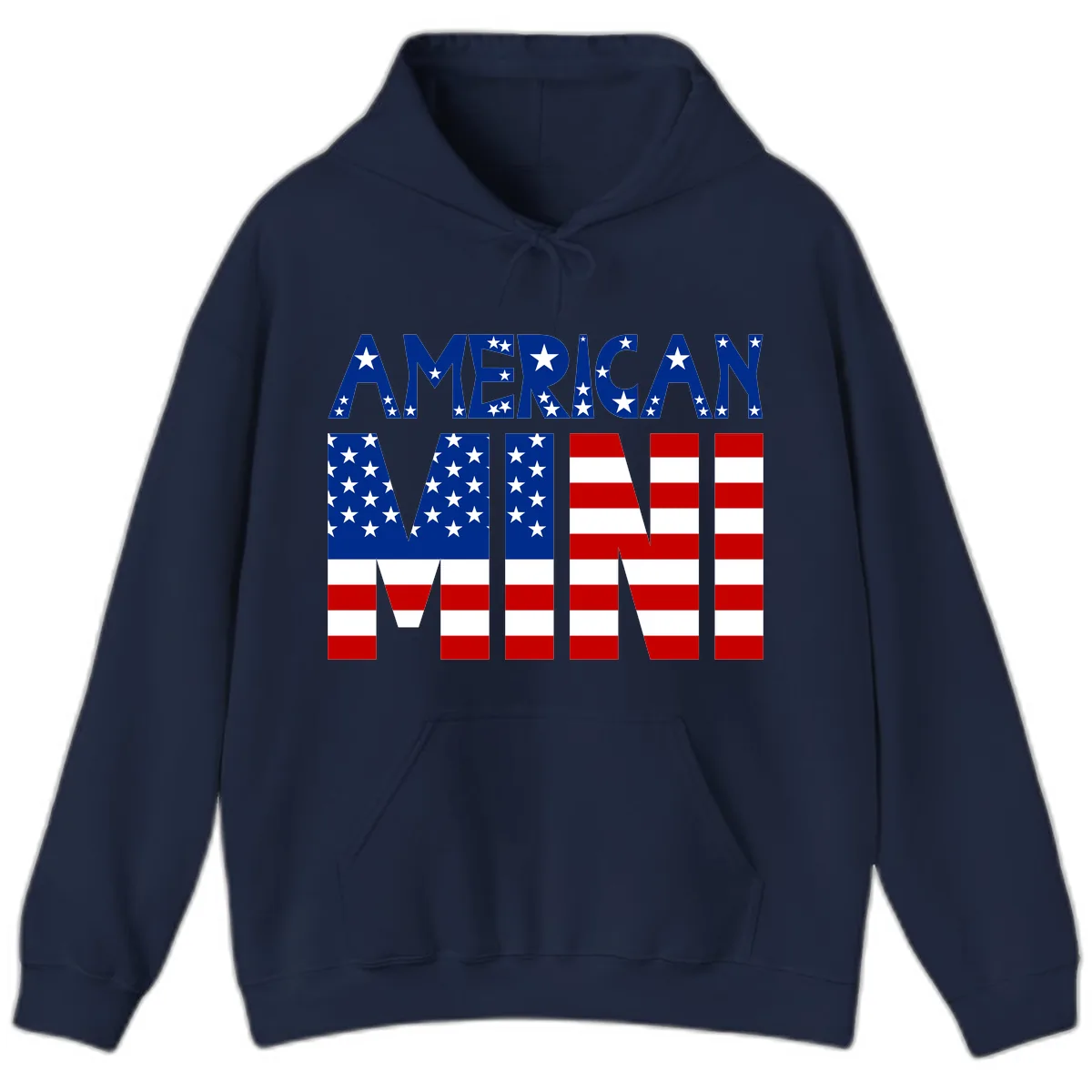 American Mini Flag Typography Design Hoodie in Navy