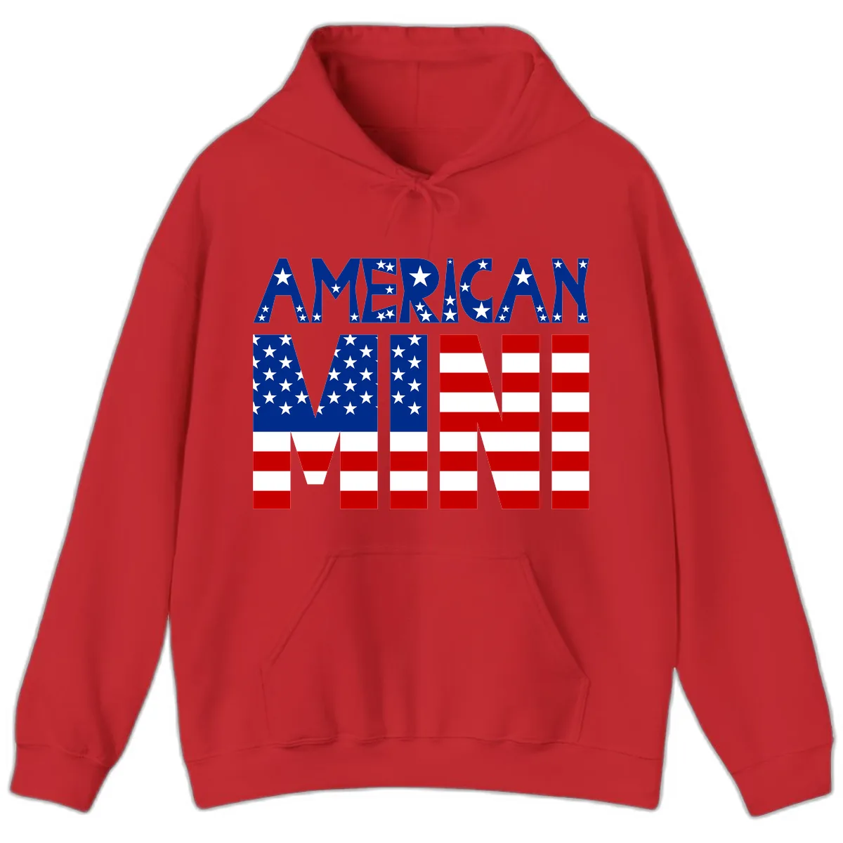 American Mini Flag Typography Design Hoodie in Red