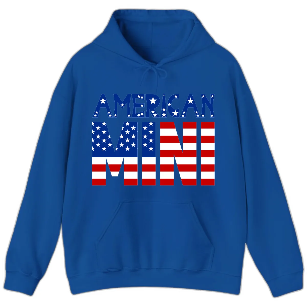 American Mini Flag Typography Design Hoodie in Royal