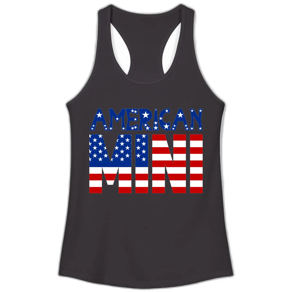 American Mini Flag Typography Design Ladies Tank in Black