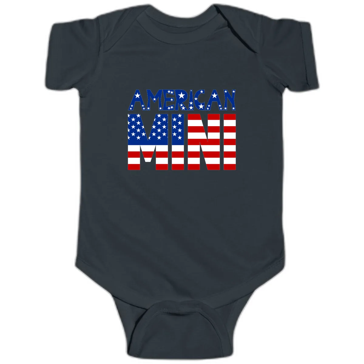 American Mini Flag Typography Design Baby Onesie in Black