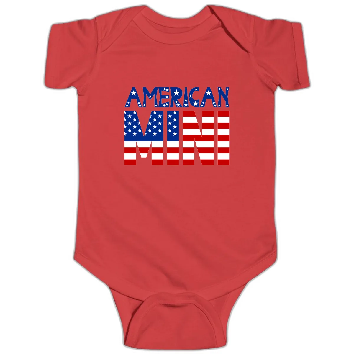 American Mini Flag Typography Design Baby Onesie in Red