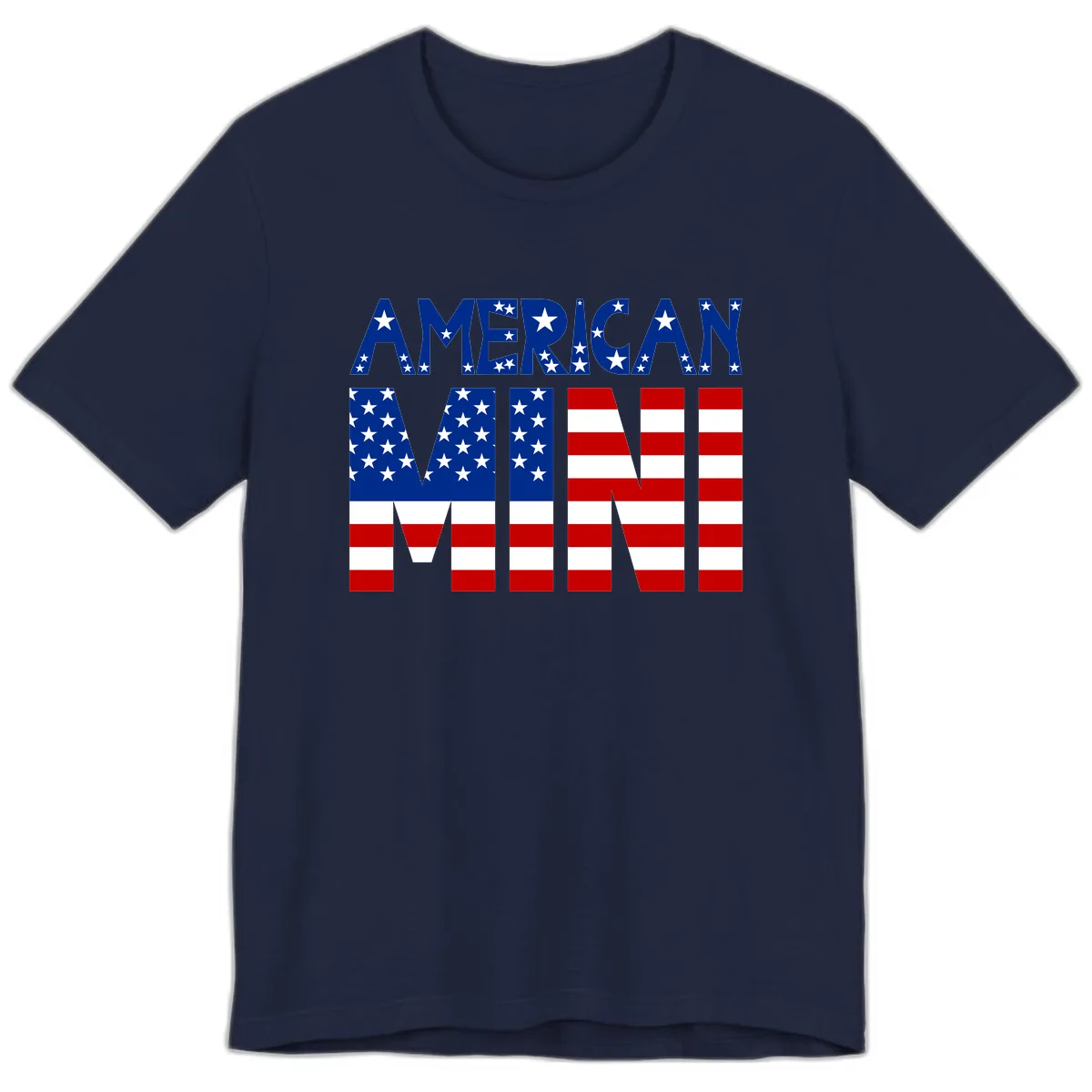American Mini Flag Typography Design Premium T-Shirt in Navy