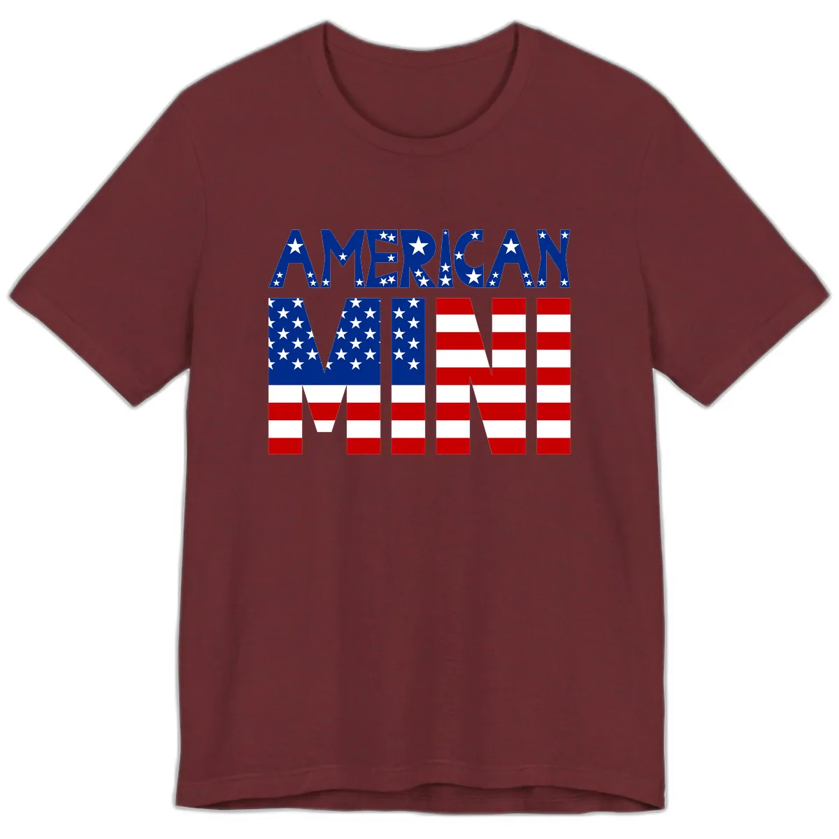 American Mini Flag Typography Design Premium T-Shirt in Heather Cardinal