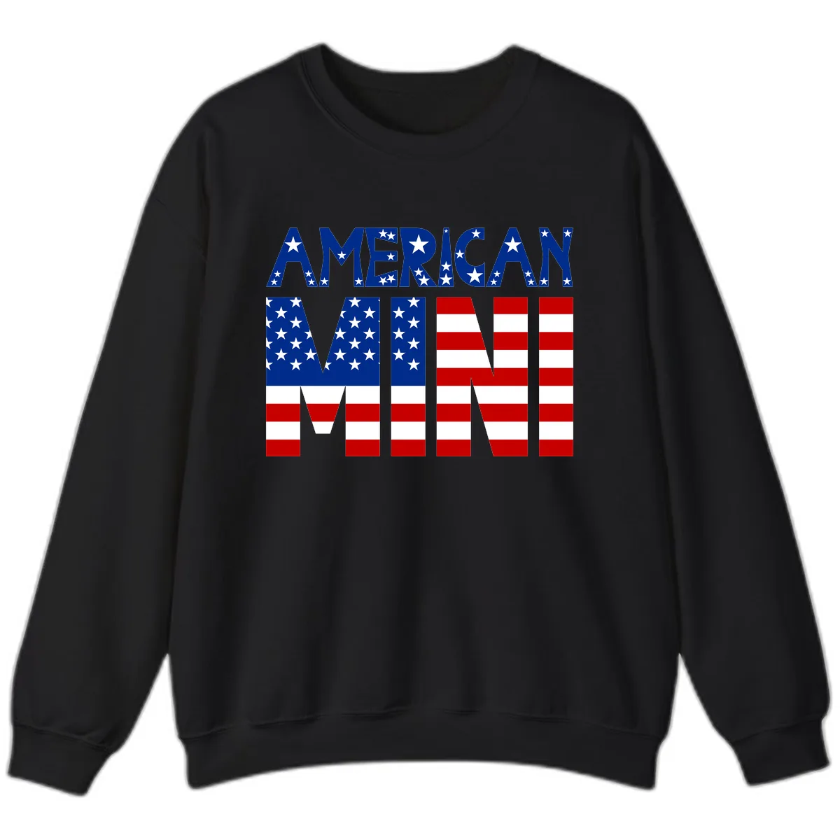 American Mini Flag Typography Design Sweatshirt in Black