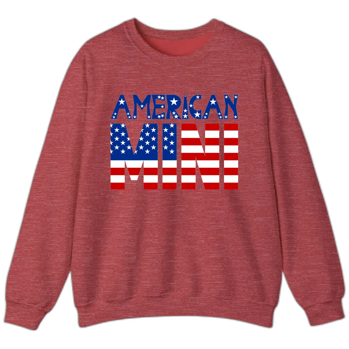 American Mini Flag Typography Design Sweatshirt in Heather Scarlet Red