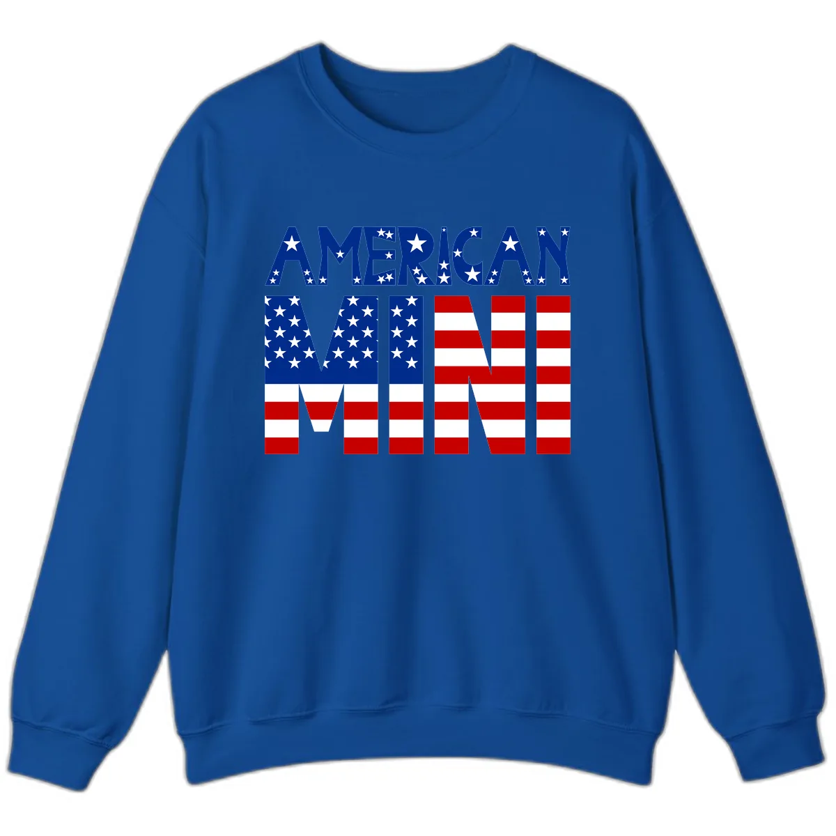 American Mini Flag Typography Design Sweatshirt in Royal