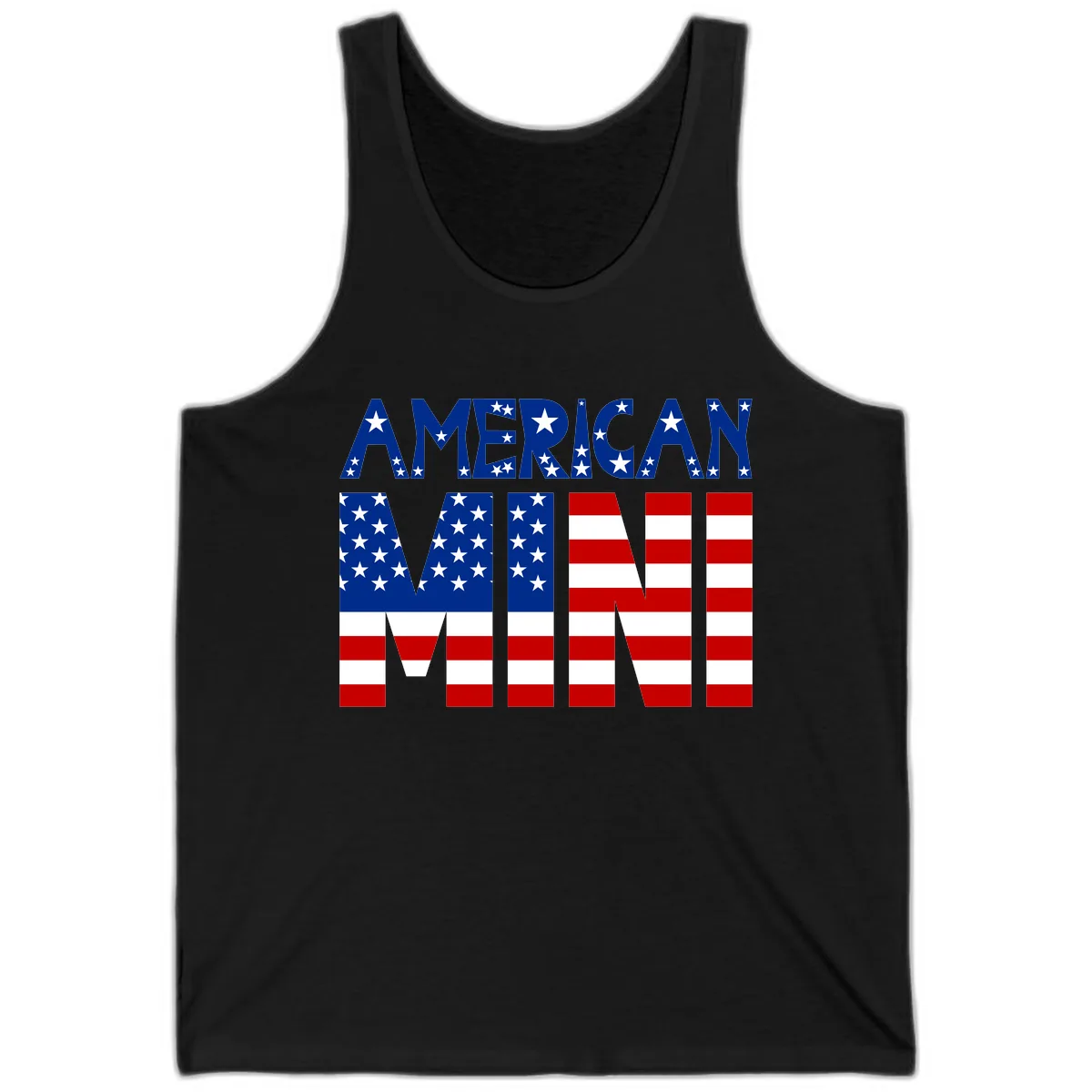 American Mini Flag Typography Design Tank in Black