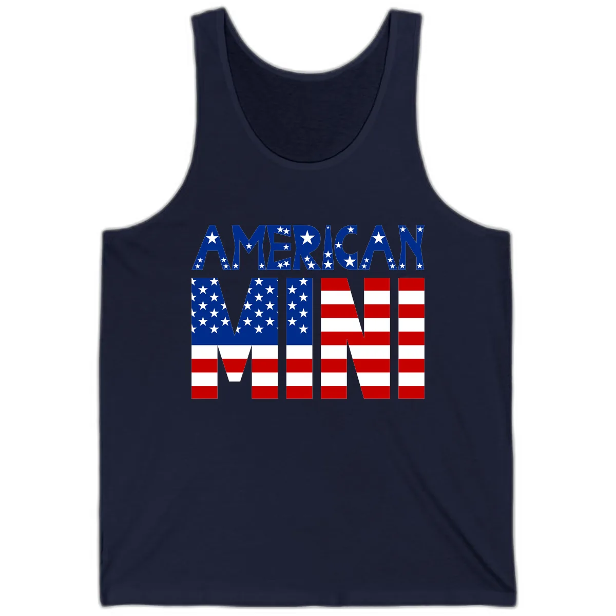 American Mini Flag Typography Design Tank in Navy