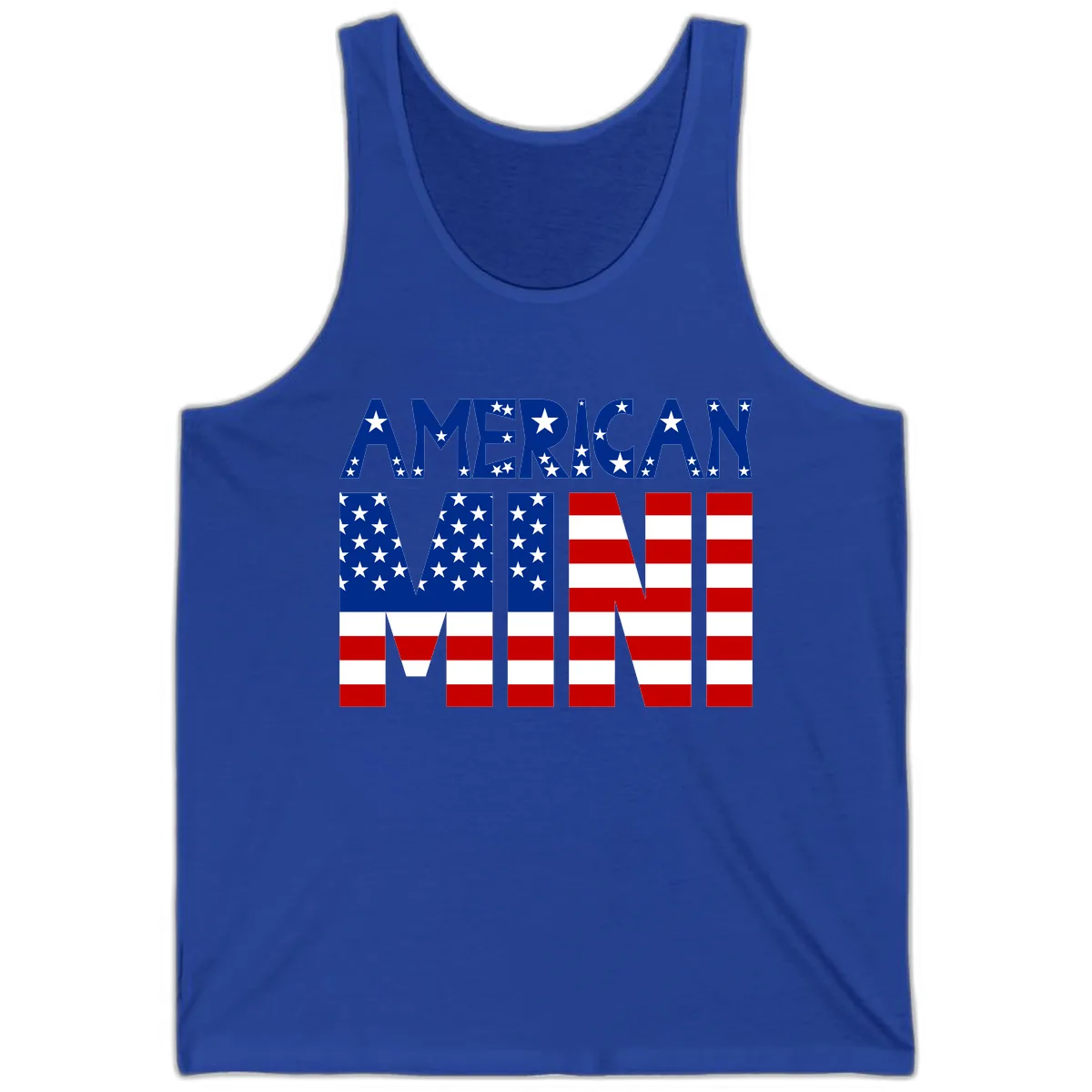 American Mini Flag Typography Design Tank in True Royal