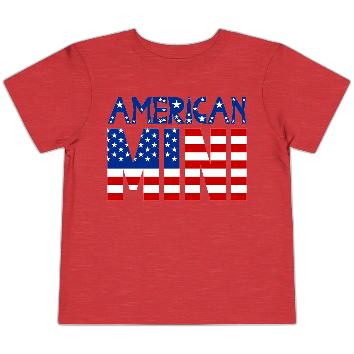 American Mini Flag Typography Design Toddler T-Shirt in Heather Red