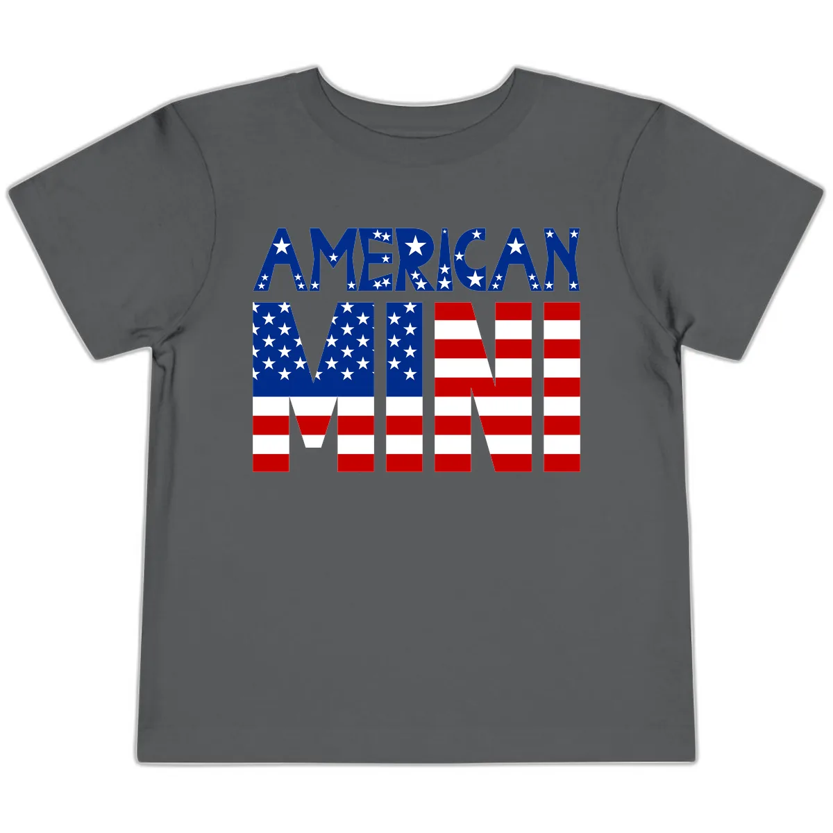 American Mini Flag Typography Design Toddler T-Shirt in Asphalt