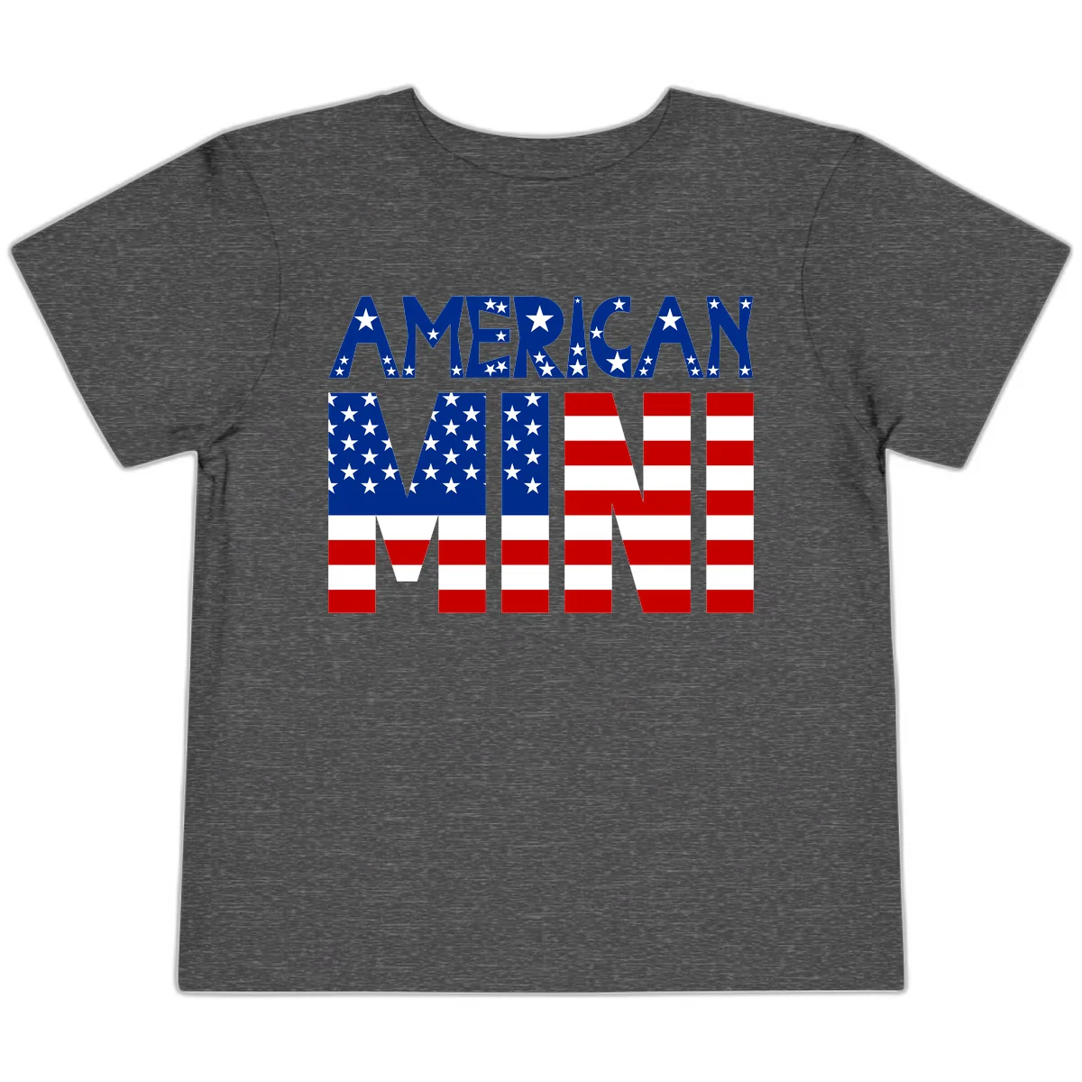 American Mini Flag Typography Design Toddler T-Shirt in Dark Heather Grey