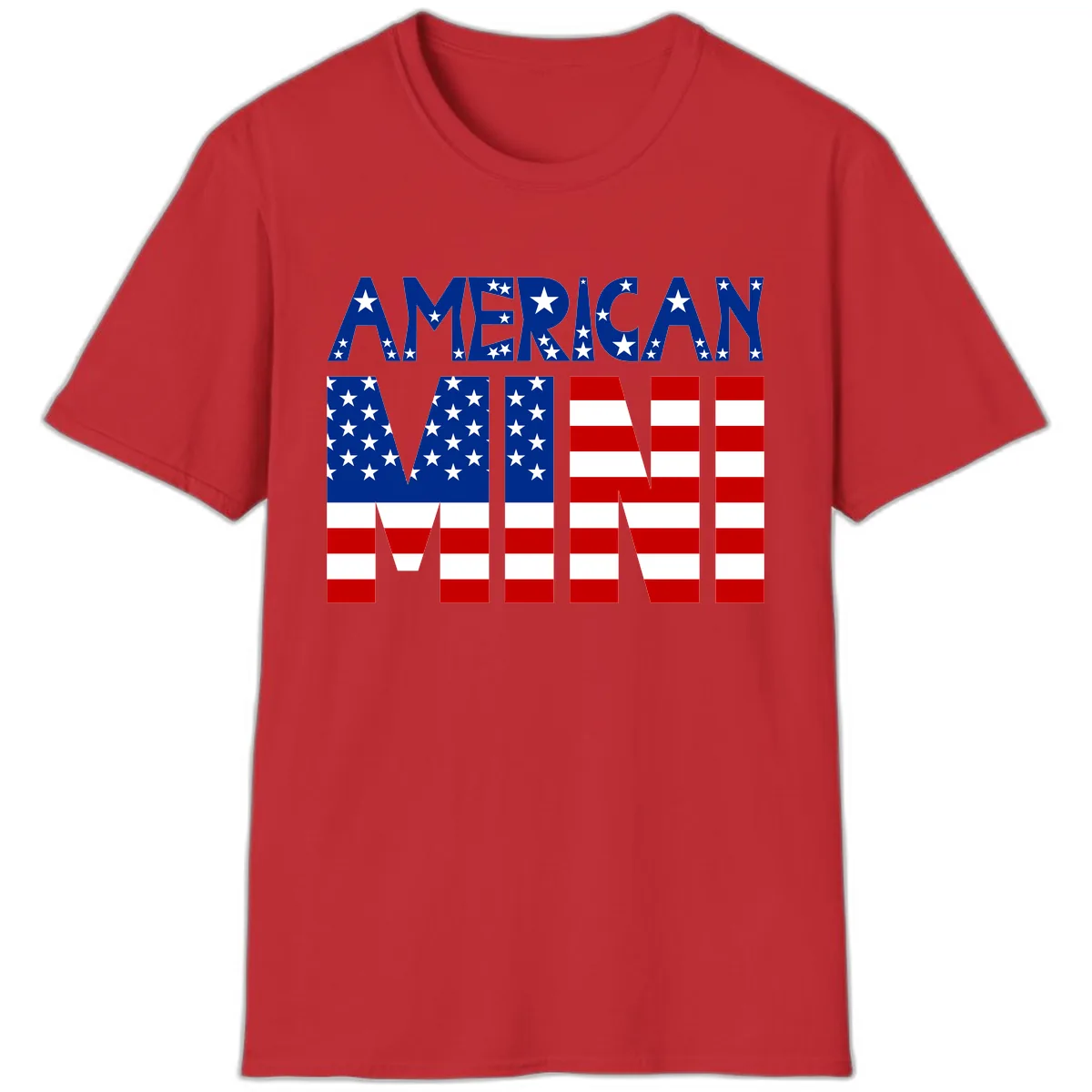 American Mini Flag Typography Design T-Shirt in Red