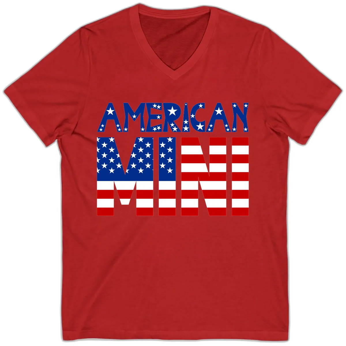 American Mini Flag Typography Design V-Neck in Red