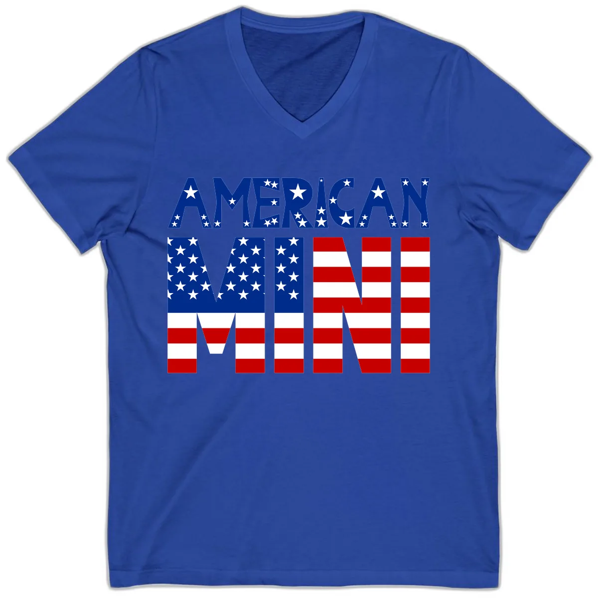 American Mini Flag Typography Design V-Neck in True Royal