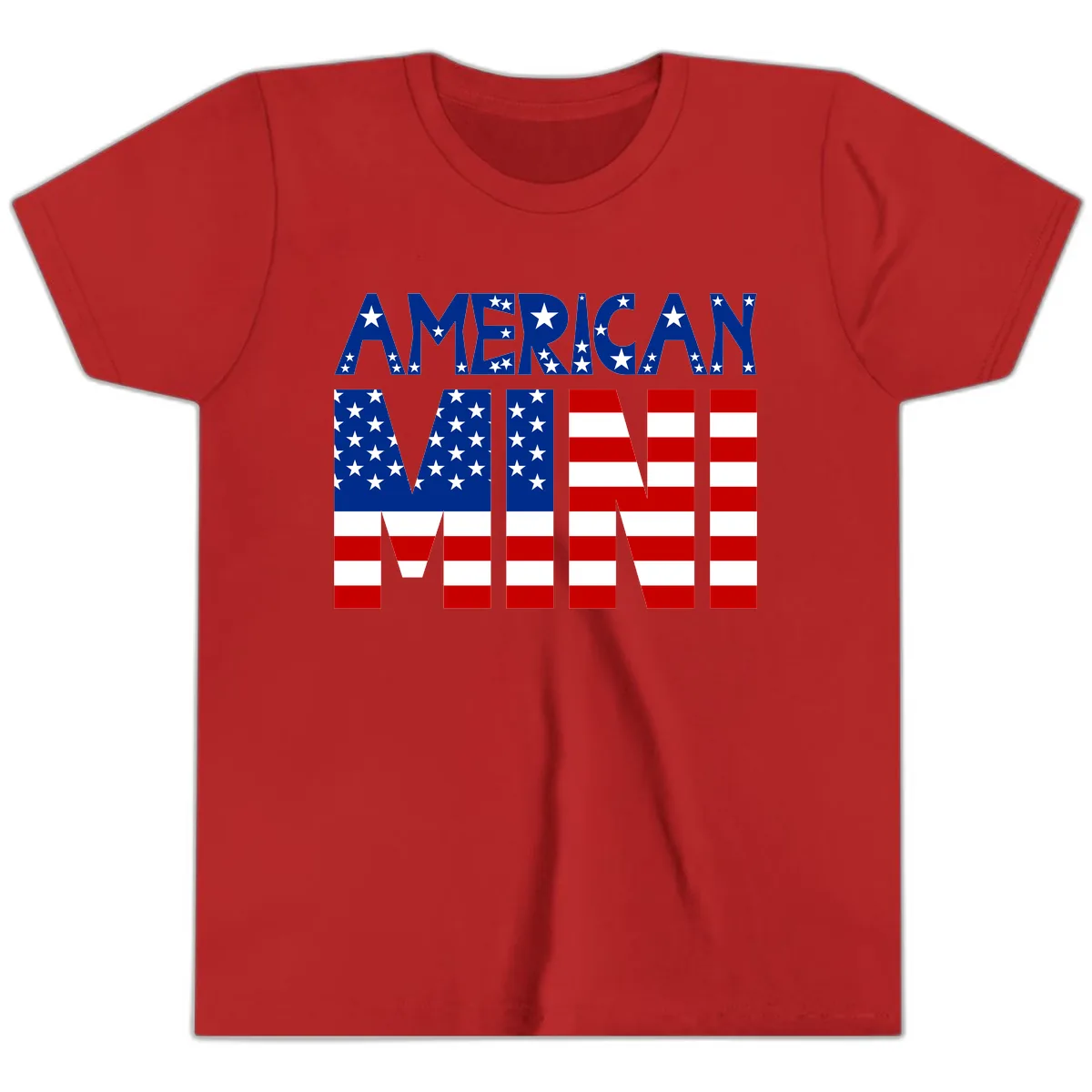 American Mini Flag Typography Design Youth T-Shirt in Red