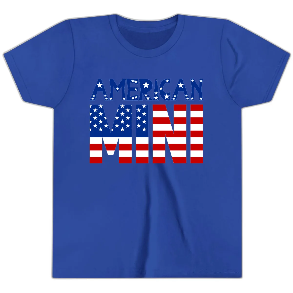 American Mini Flag Typography Design Youth T-Shirt in True Royal
