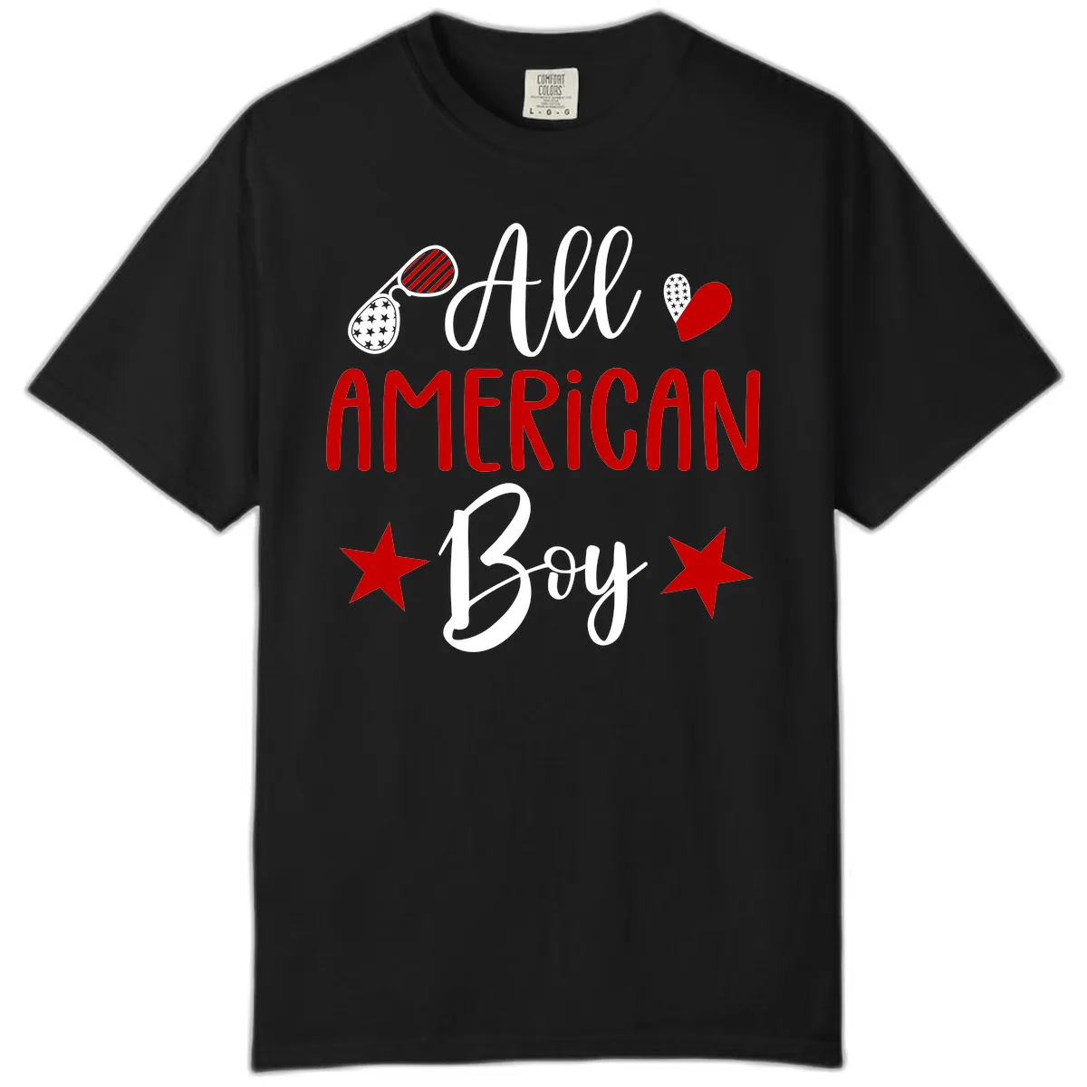 All American Boy Patriotic Fourth Of July Comfort Color in Black