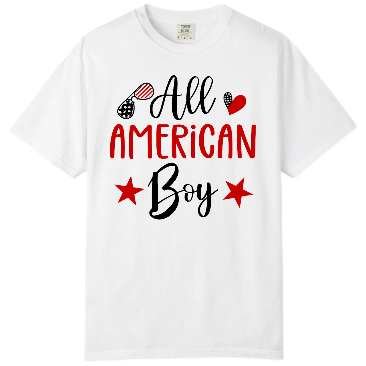 All American Boy Patriotic Fourth Of July Comfort Color in White