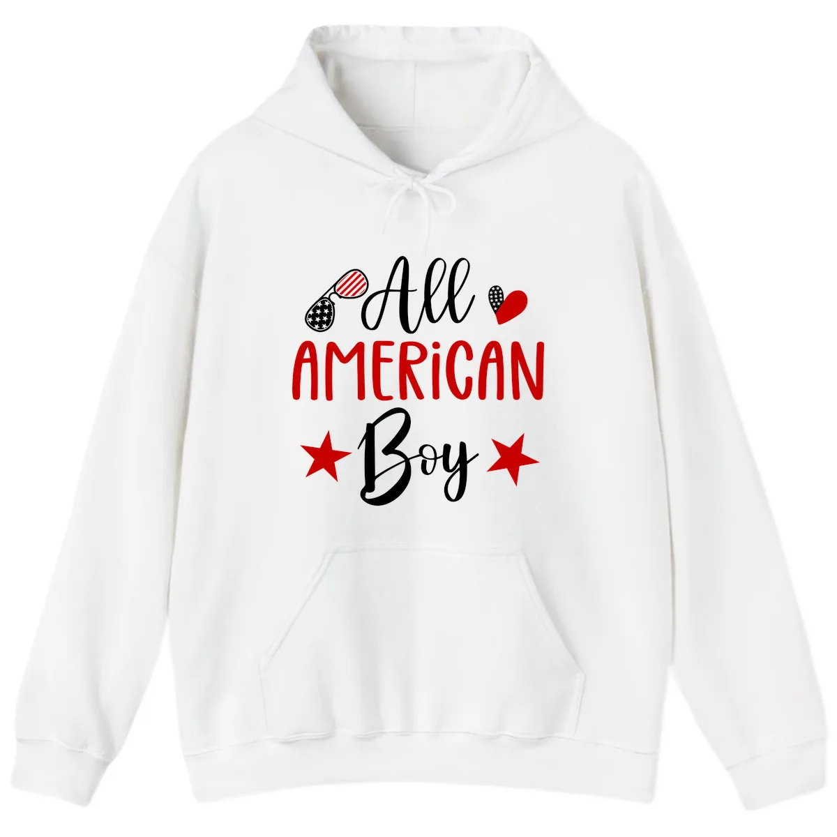 All American Boy Patriotic Fourth Of July Hoodie in White