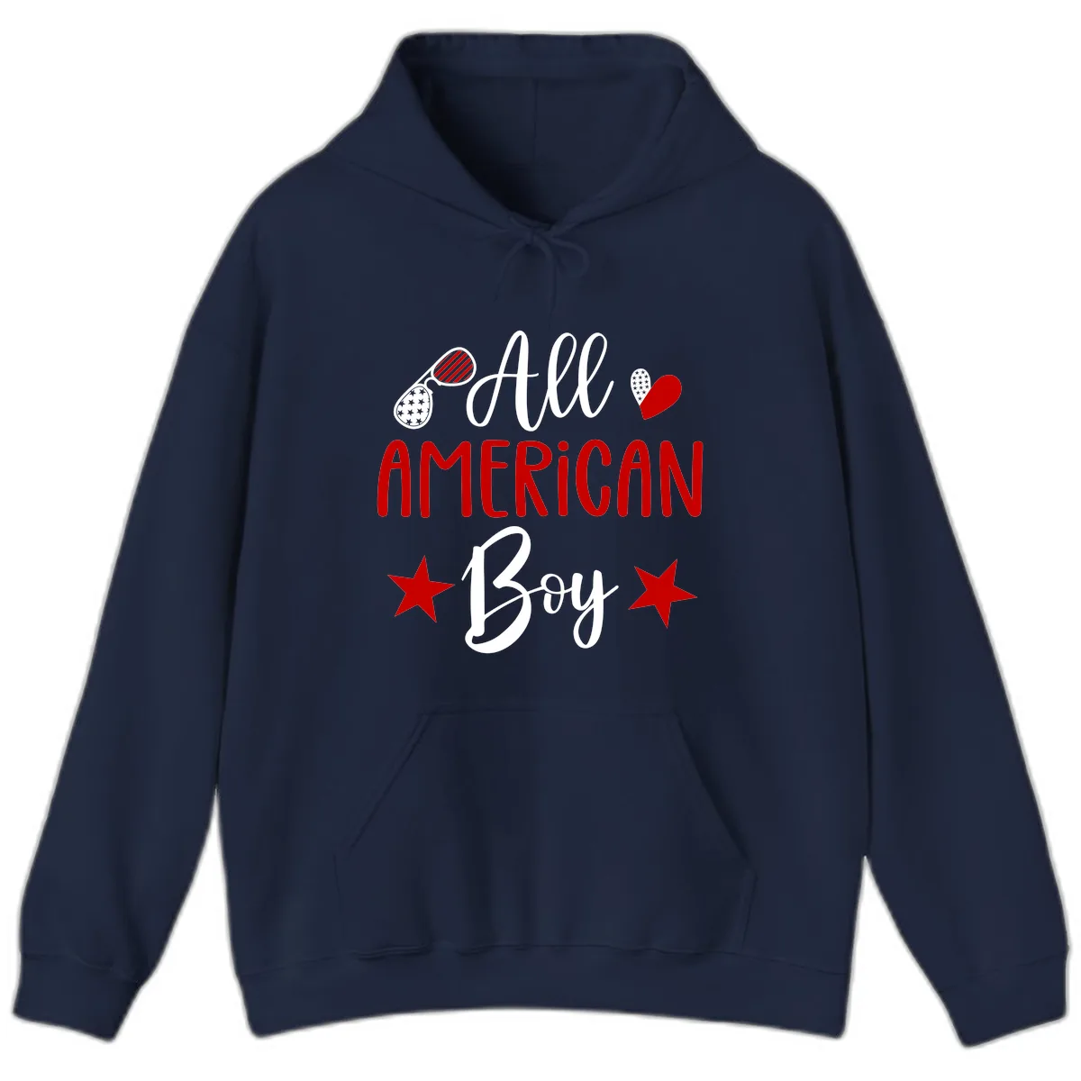 All American Boy Patriotic Fourth Of July Hoodie in Navy