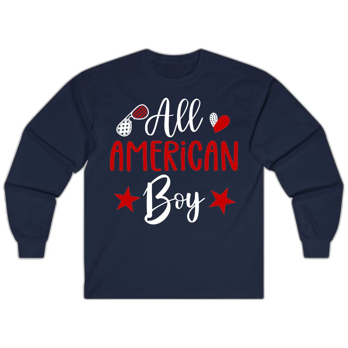 All American Boy Patriotic Fourth Of July Long Sleeve in Navy