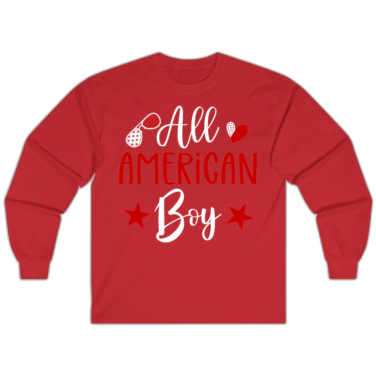 All American Boy Patriotic Fourth Of July Long Sleeve in Red