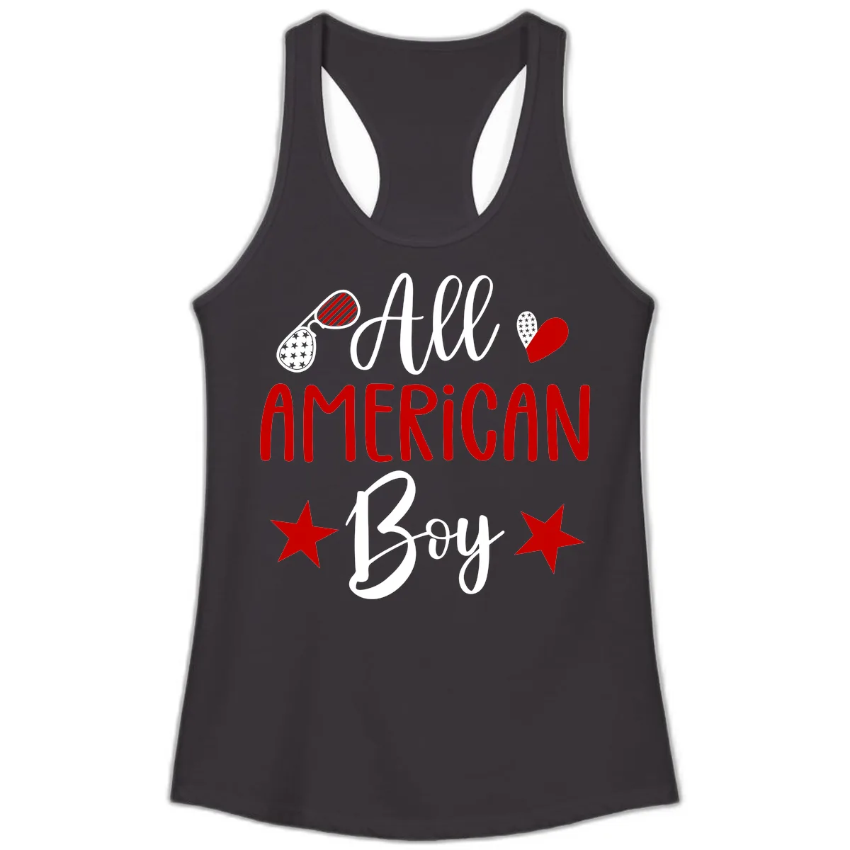 All American Boy Patriotic Fourth Of July Ladies Tank in Black