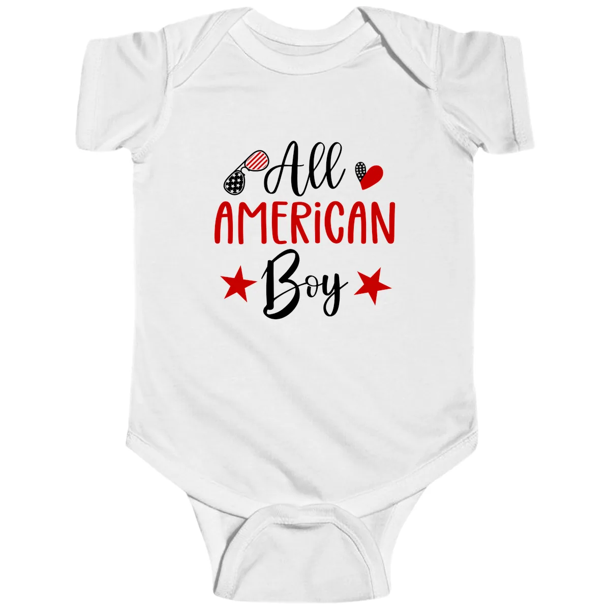All American Boy Patriotic Fourth Of July Baby Onesie in White