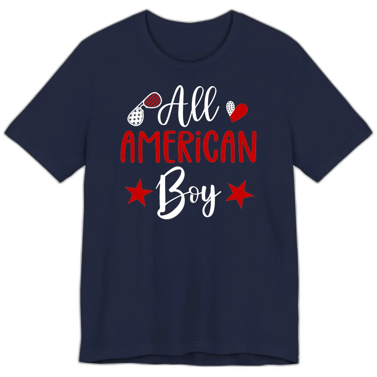 All American Boy Patriotic Fourth Of July Premium T-Shirt in Navy