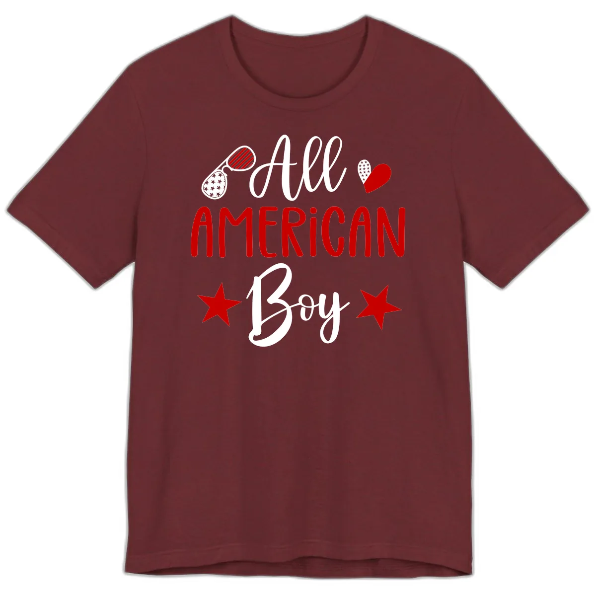 All American Boy Patriotic Fourth Of July Premium T-Shirt in Heather Cardinal