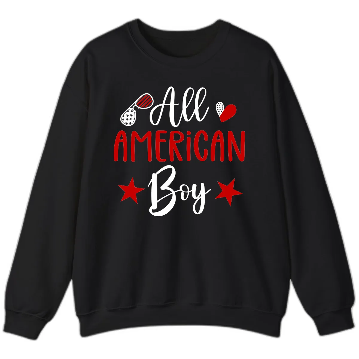 All American Boy Patriotic Fourth Of July Sweatshirt in Black