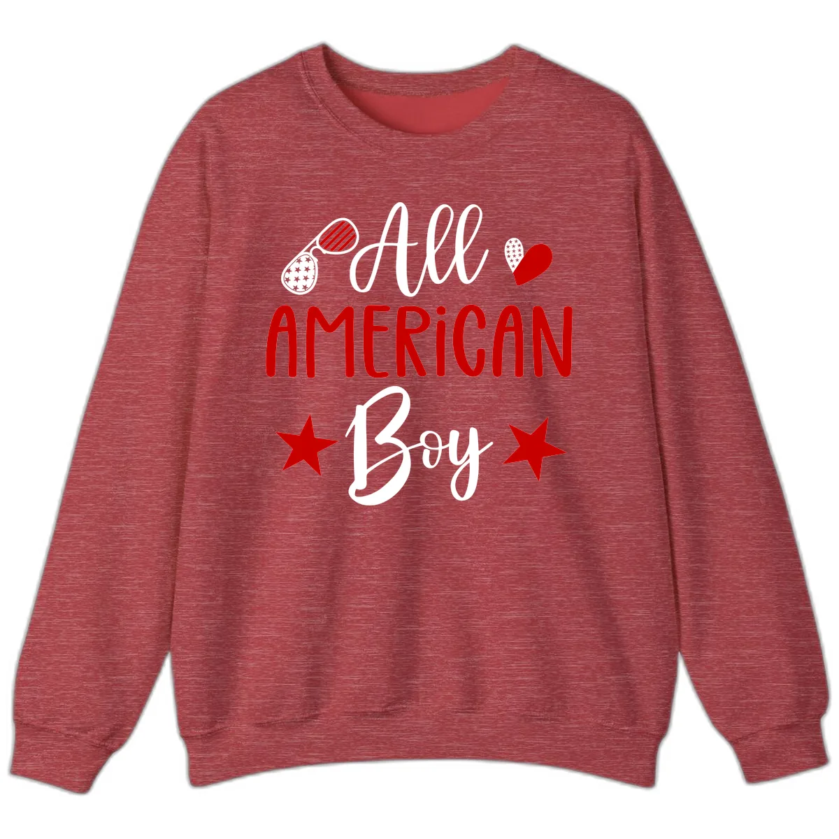 All American Boy Patriotic Fourth Of July Sweatshirt in Heather Scarlet Red