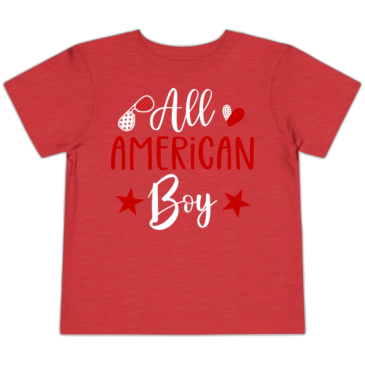 All American Boy Patriotic Fourth Of July Toddler T-Shirt in Heather Red