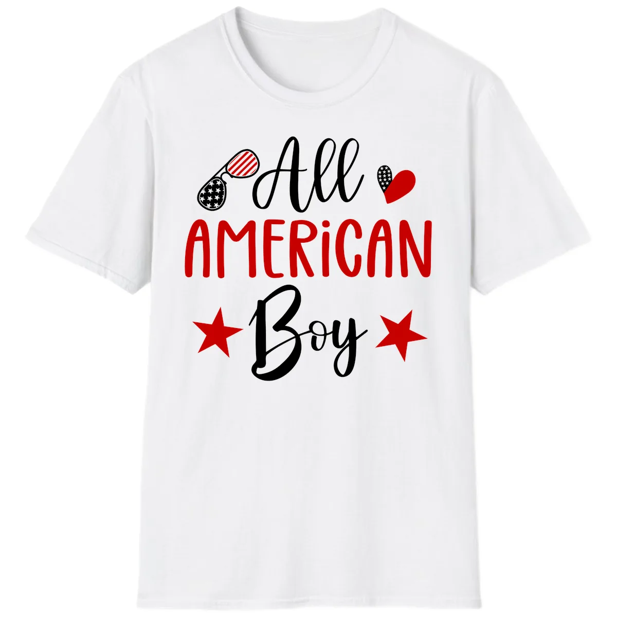 All American Boy Patriotic Fourth Of July T-Shirt in White