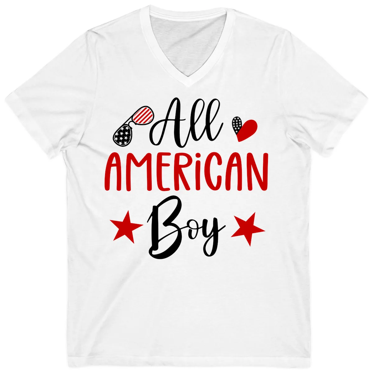 All American Boy Patriotic Fourth Of July V-Neck in White