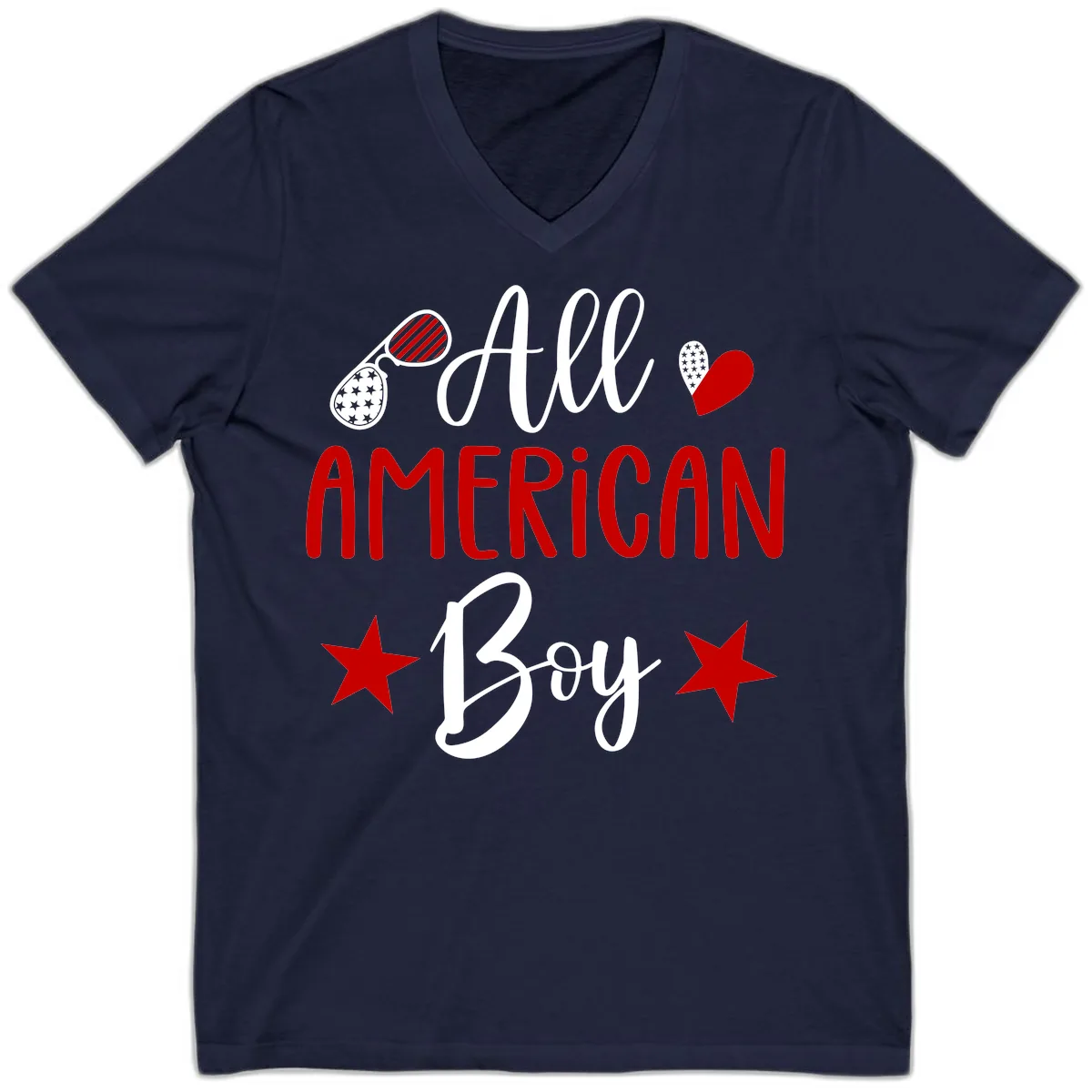 All American Boy Patriotic Fourth Of July V-Neck in Navy