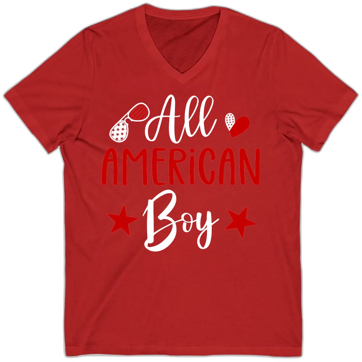 All American Boy Patriotic Fourth Of July V-Neck in Red