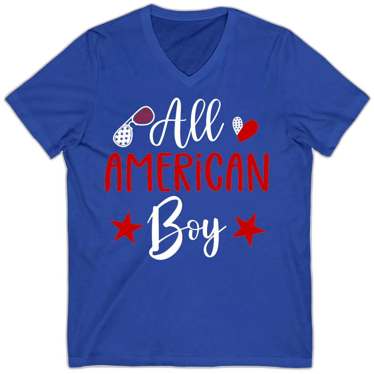 All American Boy Patriotic Fourth Of July V-Neck in True Royal