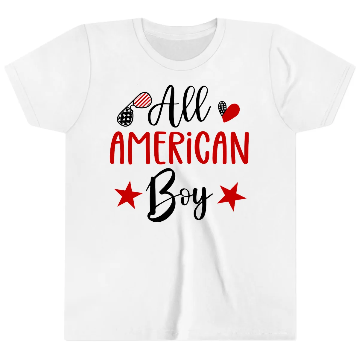 All American Boy Patriotic Fourth Of July Youth T-Shirt in White