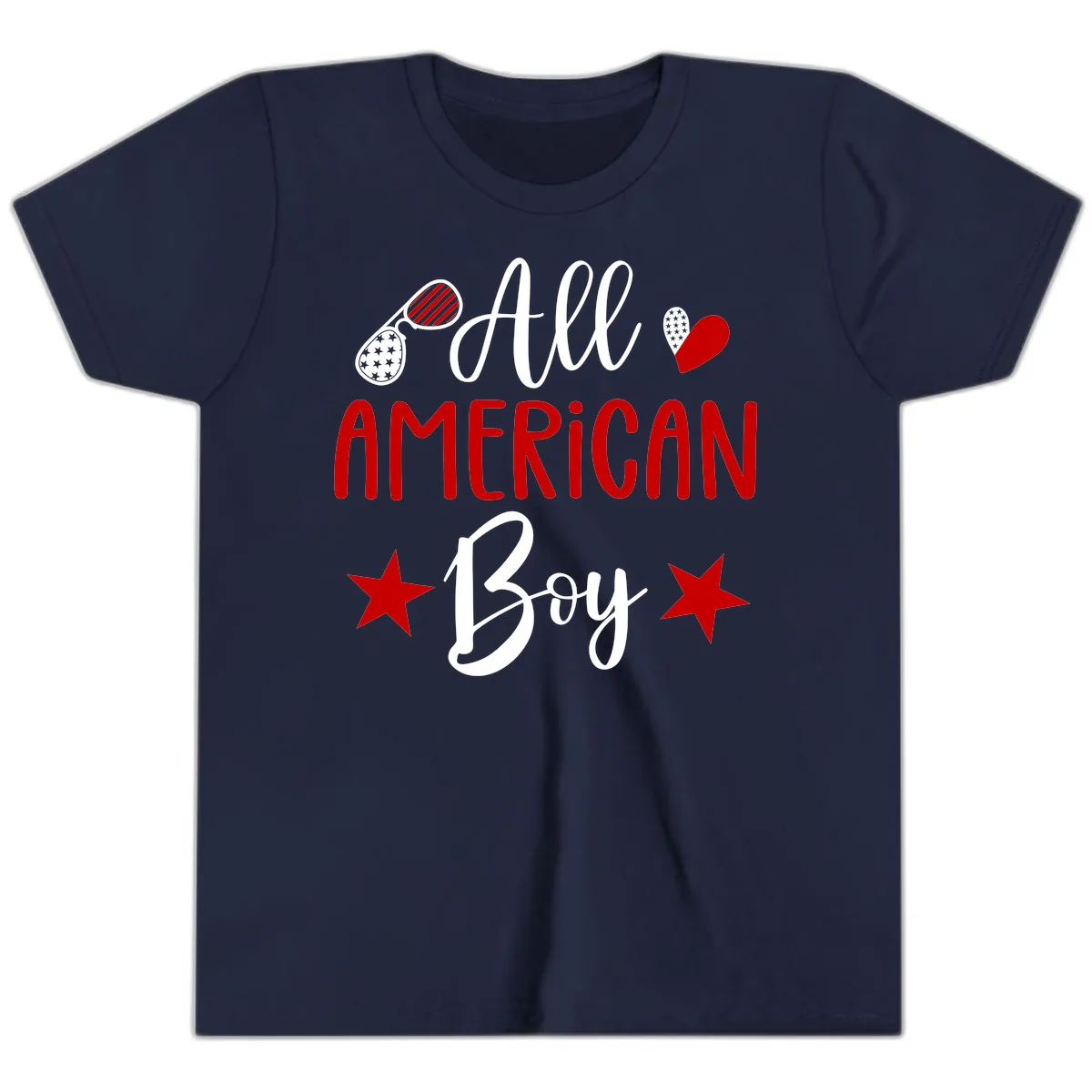 All American Boy Patriotic Fourth Of July Youth T-Shirt in Navy