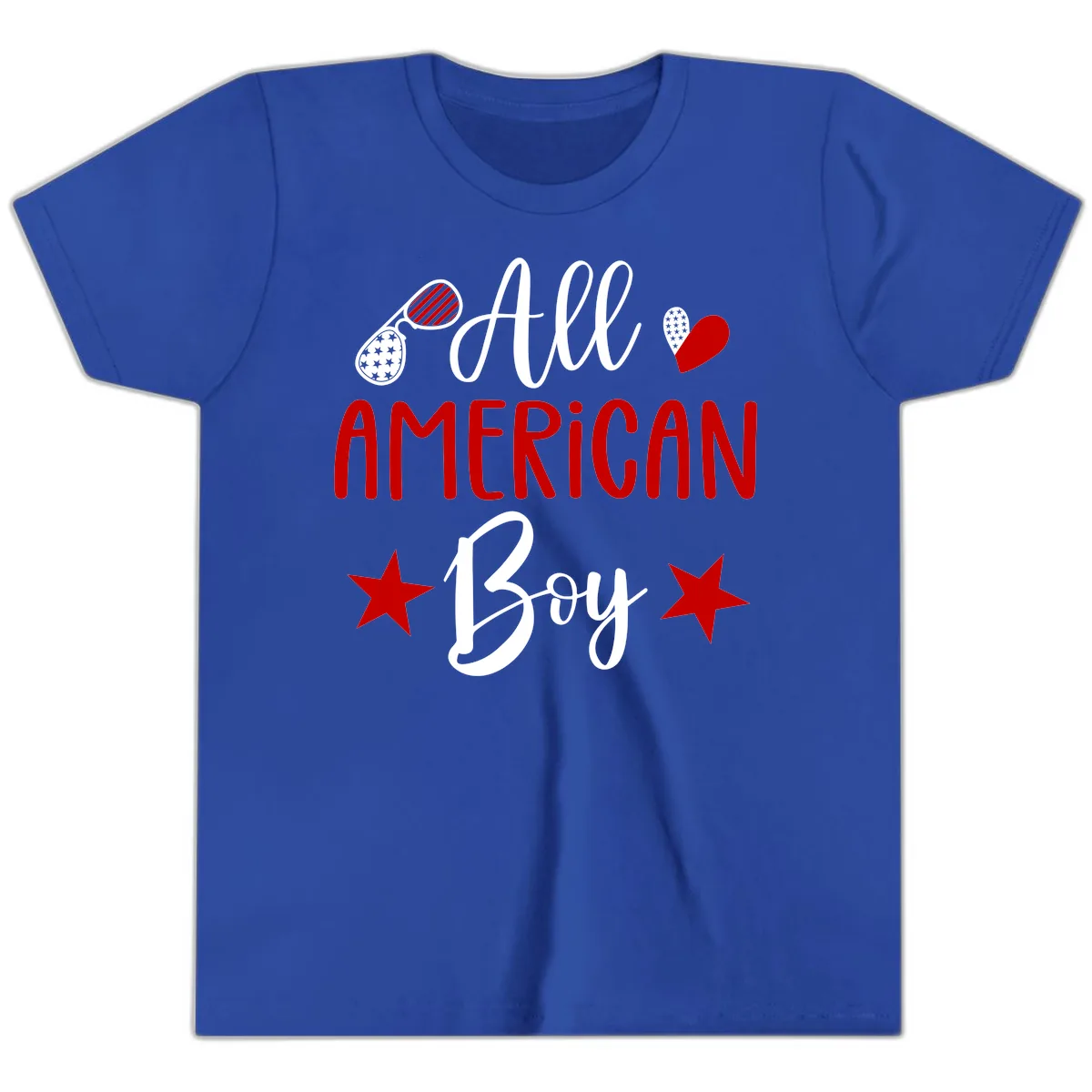 All American Boy Patriotic Fourth Of July Youth T-Shirt in True Royal