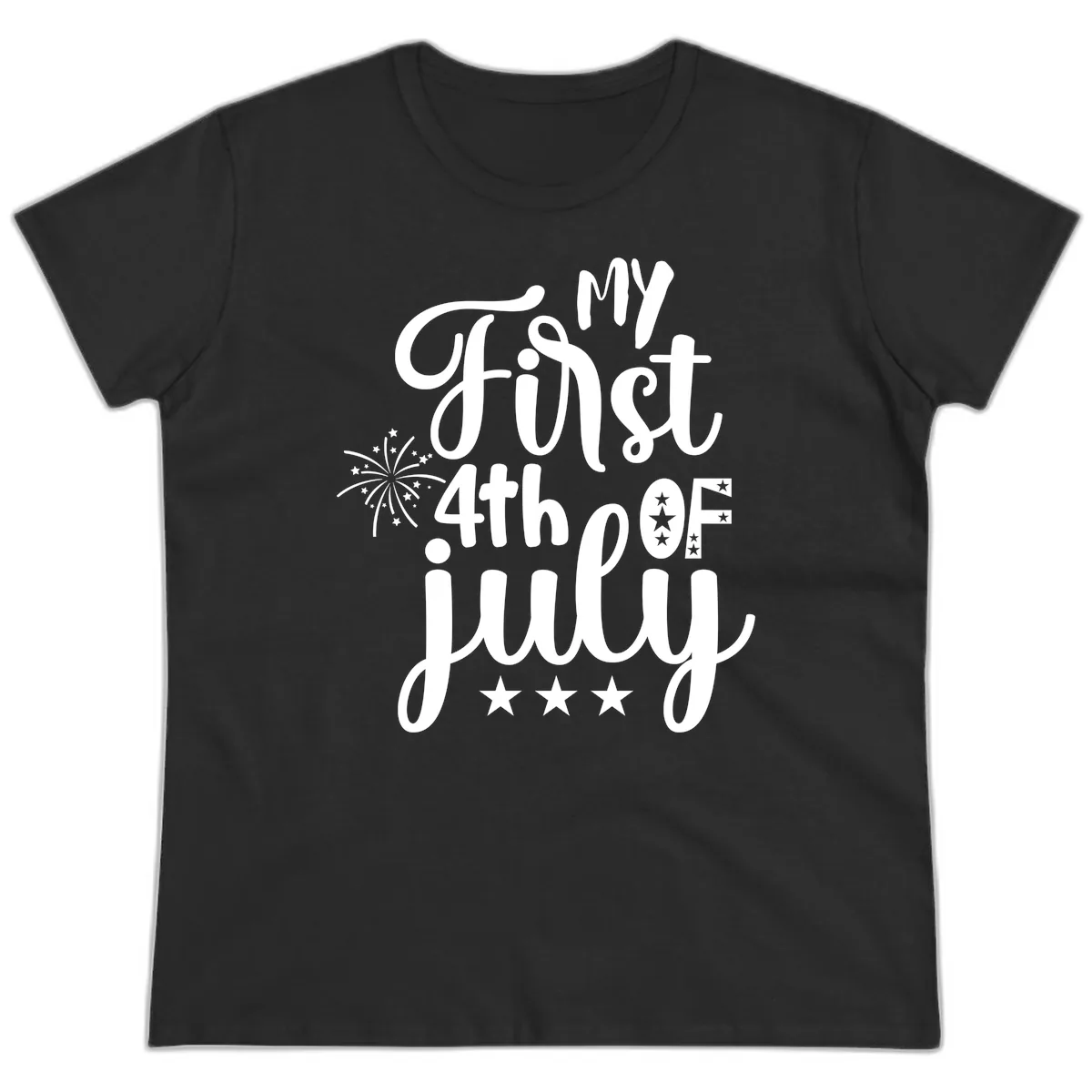 My First 4th Of July Celebration Ladies Tee in Black