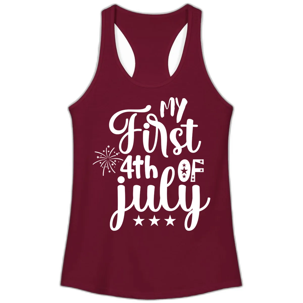 My First 4th Of July Celebration Ladies Tank in Solid Cardinal Red