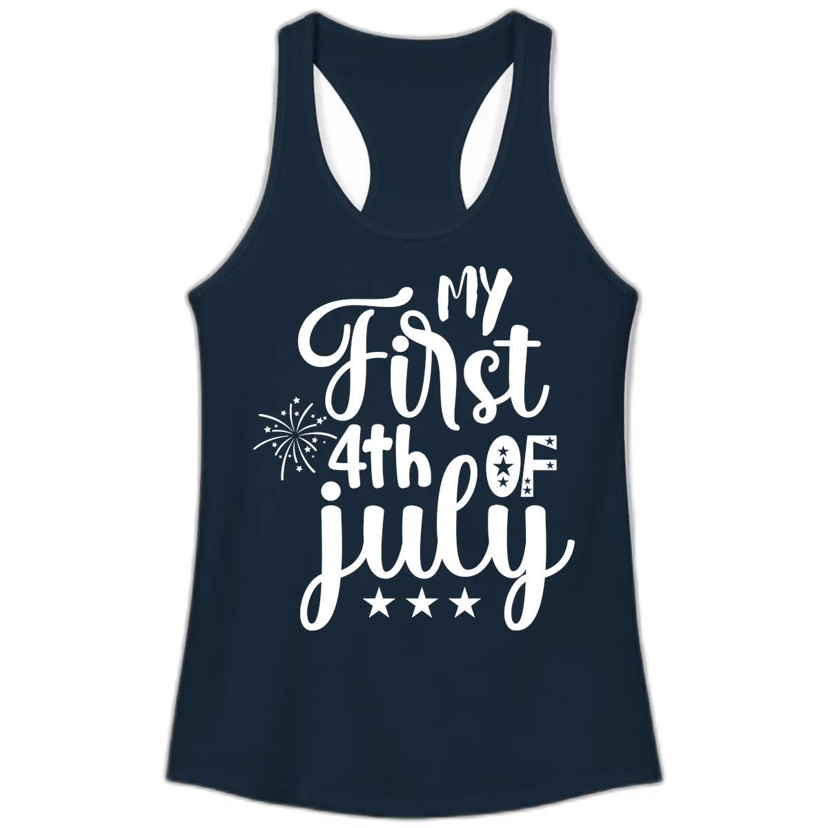 My First 4th Of July Celebration Ladies Tank in Solid Midnight Navy