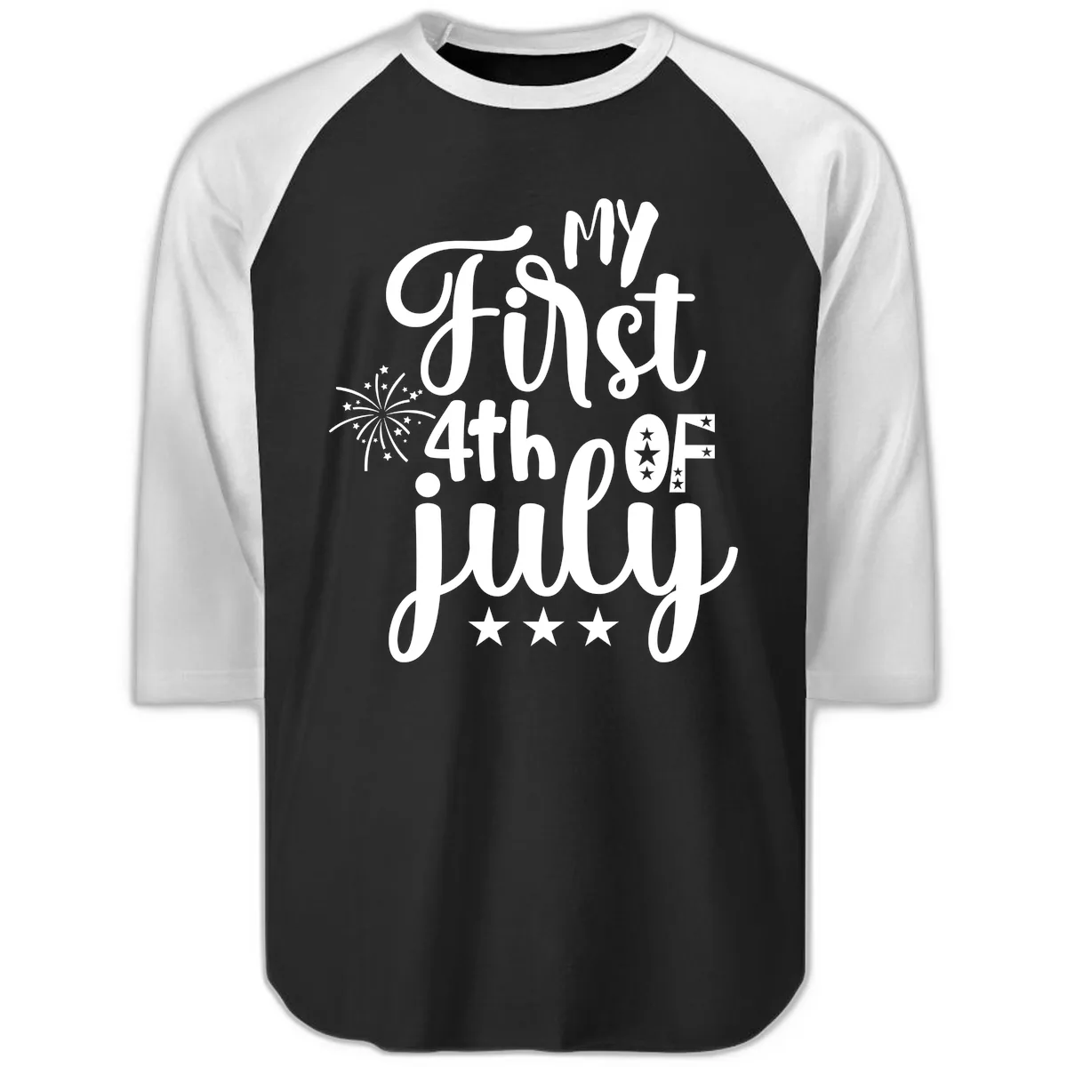 My First 4th Of July Celebration Raglan 3/4 in Black White