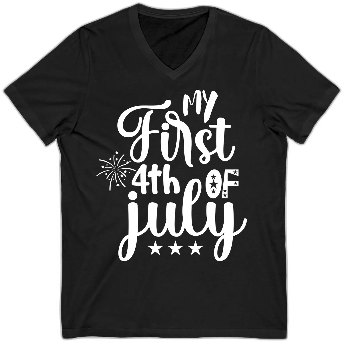My First 4th Of July Celebration V-Neck in Black