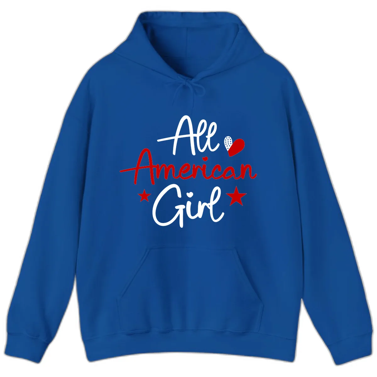All American Girl Patriotic Heart Stars Hoodie in Royal