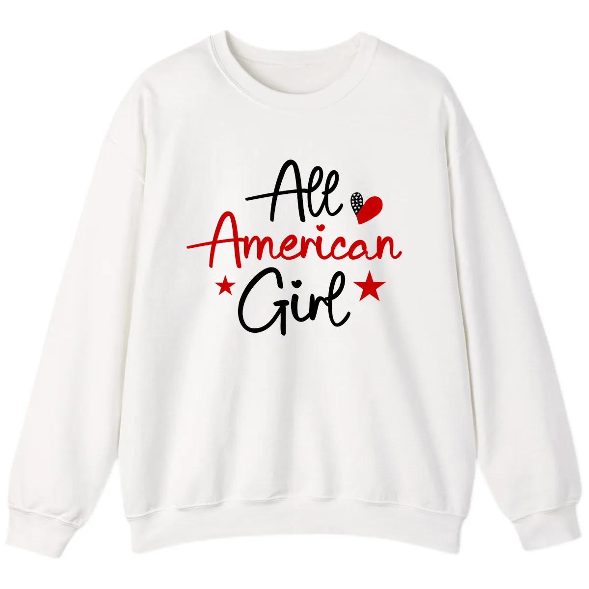 All American Girl Patriotic Heart Stars Sweatshirt in White